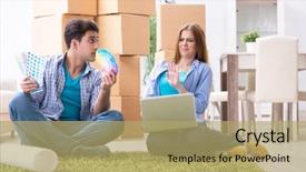  Presentation with planning family - Presentation design consisting of preconstruction - young family planning home diy background and a coral colored foreground