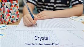  Presentation with learning - PPT layouts with diligence details - little girl learning to draw background and a sky blue colored foreground