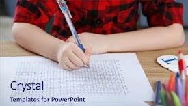  Presentation with table appoinment - PPT layouts having diligence details - little girl learning to draw background and a sky blue colored foreground