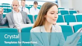  Presentation with study - Slides with diligent - young woman as medical school background and a teal colored foreground