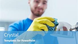  Presentation with commercial cleaning - Slides enhanced with diligent-commercial-cleaning-man background and a teal colored foreground