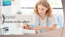  Presentation with sewing machine - PPT layouts having diligent-dressmaker-sewing-new-design background and a lemonade colored foreground