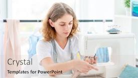  Presentation with sewing machine - Theme with diligent-dressmaker-sewing-new-design background and a lemonade colored foreground