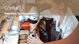  Presentation with jewelry - Amazing slide set having diligent-jeweler-working-on-microscope backdrop and a coral colored foreground