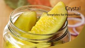  Presentation with pickle - Slides enhanced with lamb braised in white wine with tarragon coriander and green onions background and a gray colored foreground