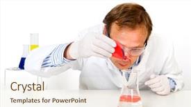  Presentation with substance - PPT theme enhanced with diluciones - chemist dripping a red substance background and a sky blue colored foreground