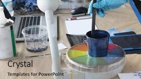  Presentation with painting walls paint roller - Audience pleasing slide set consisting of painting in car body shop backdrop and a mint green colored foreground