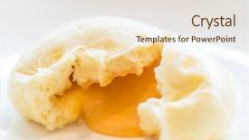  Presentation with dim sum - Beautiful slide deck featuring dim sum yolk lava bun backdrop and a sky blue colored foreground