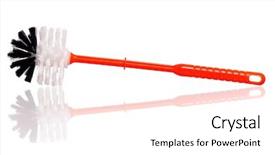  Presentation with orange peel isolated - Audience pleasing presentation theme consisting of diminutive - plastic orange toilet brush isolated backdrop and a white colored foreground