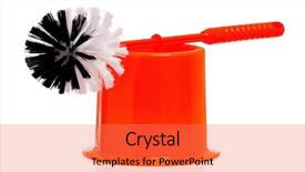  Presentation with orange peel isolated - Cool new presentation theme with diminutive - plastic orange toilet brush isolated backdrop and a  colored foreground