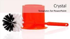  Presentation with toilet - Beautiful presentation theme featuring diminutive - plastic orange toilet brush isolated backdrop and a  colored foreground