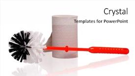  Presentation with toilet - Slides consisting of diminutive - plastic orange toilet brush background and a  colored foreground