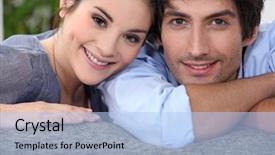  Presentation with theripist couch - Colorful slides enhanced with dimples - couple embracing on couch backdrop and a light blue colored foreground