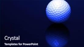  Presentation with sports golf - PPT theme featuring dimples - golf ball on wood background and a navy blue colored foreground