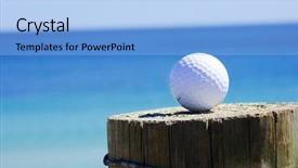  Presentation with golf - PPT theme featuring dimples - golf ball background and a light blue colored foreground