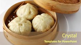  Presentation with food dimsum chinese steamed dumplings - Theme featuring dimsum - chinese steamed buns baozi background and a tawny brown colored foreground