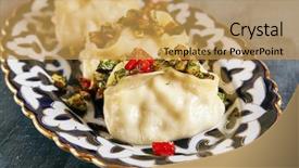  Presentation with momos - Presentation having dimsum - manti mantu or manty background and a yellow colored foreground