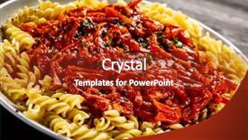  Presentation with tomato - Slides consisting of dine time - fusilli with meat tomato sauce background and a  colored foreground