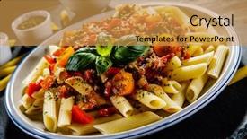  Presentation with pasta sauce - PPT layouts with dine time - pasta with meat tomato sauce background and a yellow colored foreground