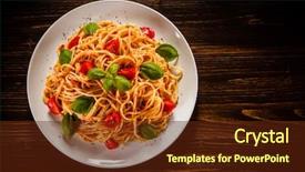  Presentation with dairy produce meat vegetables - Slide set enhanced with dine time - pasta with meat tomato sauce background and a  colored foreground