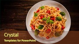  Presentation with pasta sauce - Presentation featuring dine time - pasta with meat tomato sauce background and a tawny brown colored foreground