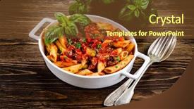  Presentation with tomato - Audience pleasing slide set consisting of dine time - penne with meat tomato sauce backdrop and a tawny brown colored foreground