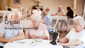  Presentation with senior couple - Slide deck enhanced with dine time - senior couple being served background and a soft green colored foreground