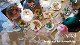  Presentation with top view of soybean - PPT theme featuring diner - top view of six casual background and a coral colored foreground