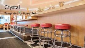  Presentation with chairs - Cool new presentation theme with diner classic interior with counter backdrop and a coral colored foreground