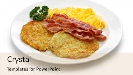  Presentation with bacon - PPT theme having diner style hash browns scrambled background and a yellow colored foreground