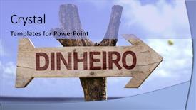  Presentation with money - Amazing theme having affluence - dinheiro in portuguese money sign backdrop and a light blue colored foreground