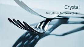  Presentation with reflecting - Slides enhanced with dining etiquette - closeup of some forks background and a sky blue colored foreground
