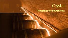  Presentation with barrels - Slide set having dining etiquette - row of old oak wine background and a tawny brown colored foreground