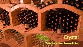  Presentation with cellar - Audience pleasing slide set consisting of dining etiquette - stacked bottles inside a wine backdrop and a  colored foreground