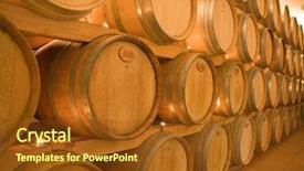  Presentation with cellar - Audience pleasing presentation design consisting of dining etiquette - stacked win barrels backdrop and a tawny brown colored foreground
