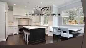  Presentation with kitchen - PPT theme consisting of dining room - kitchen in upscale home background and a light gray colored foreground