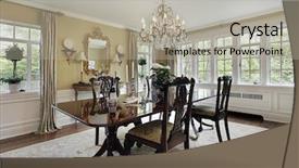  Presentation with tan - Slides with dining room in luxury home background and a  colored foreground
