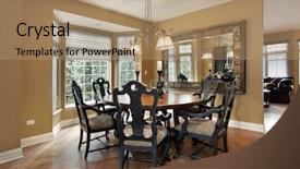  Presentation with luxury gold - PPT layouts enhanced with dining room in luxury home background and a coral colored foreground
