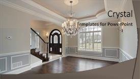  Presentation with dining - PPT theme featuring dining room in new construction home background and a light gray colored foreground