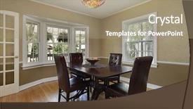  Presentation with free aging at home - Audience pleasing PPT theme consisting of dining room in suburban home backdrop and a coral colored foreground