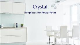  Presentation with room interior design - PPT theme having dining room interior background and a sky blue colored foreground