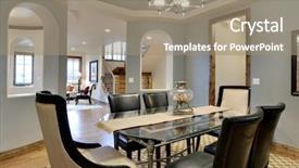  Presentation with fine dining bakery and bistro - Slides enhanced with dining room looking over table background and a gray colored foreground