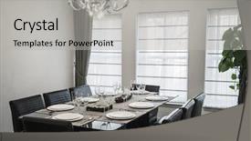  Presentation with modern elegant - Slide set consisting of dining room with modern furniture background and a light gray colored foreground