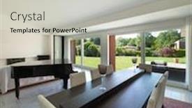  Presentation with dining - Slide deck featuring dining-room-with-piano background and a light gray colored foreground