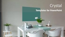  Presentation with dining table - Cool new presentation design with dining-room-with-white-table backdrop and a gray colored foreground