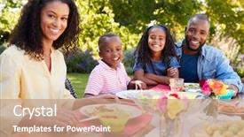  Presentation with kids garden - Audience pleasing theme consisting of dining table - parents and kids having backdrop and a coral colored foreground