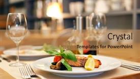  Presentation with dining - Theme featuring view of toledo - spain background and a teal colored foreground