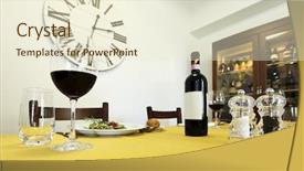  Presentation with dining - Presentation theme having dining table and clock on the wall background and a cream colored foreground