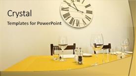  Presentation with dining - Amazing PPT layouts having dining table and clock on the wall backdrop and a lemonade colored foreground