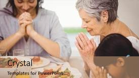  Presentation with follow up family - Theme with dining table and praying together background and a coral colored foreground